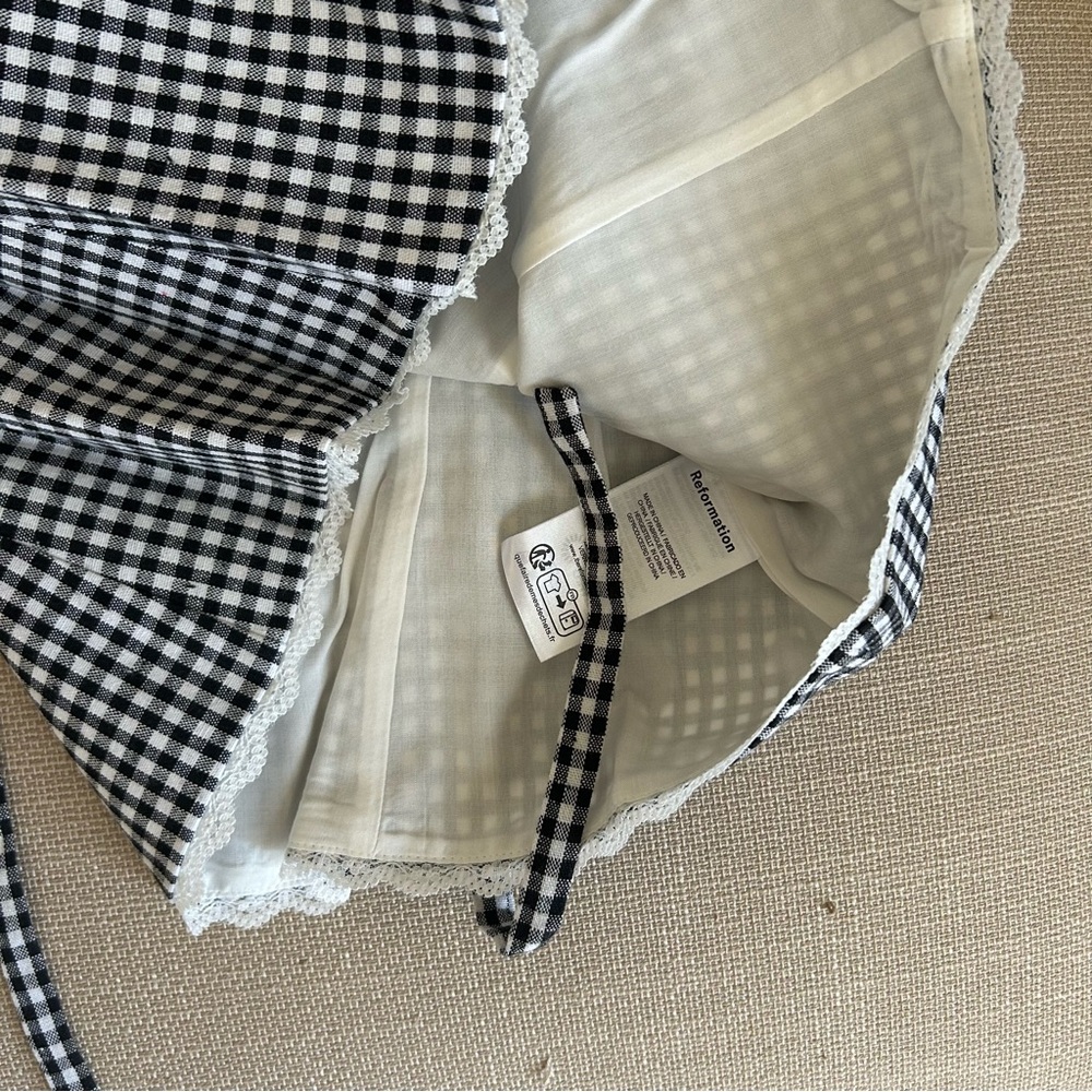 NWOT Reformation Amela Gingham Linen Top - Picture 9 of 13